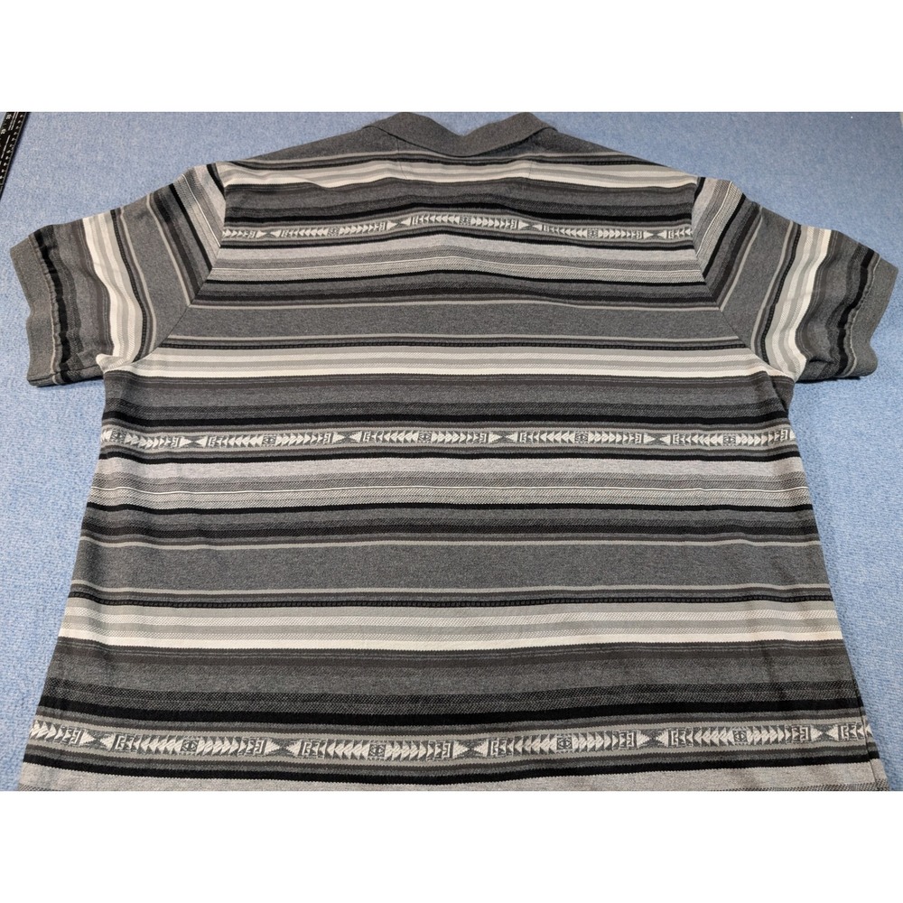 Chaps Mens XL Polo Shirt Grey Black Striped Southwestern Geometric Cotton S/S - Picture 6 of 9